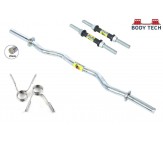 Body Tech Combo of 3ft Curl Bar 25mm and 1 Pair Steel Dumbbells Rod 14" with 2 Spring Locks 